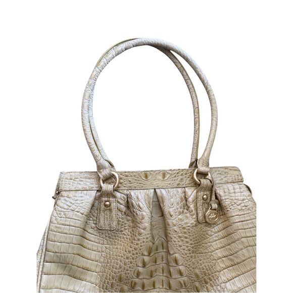 Brahmin Elouise Womens Chartreuse Croc Embossed Leather Shoulder Bag Satchel - Picture 8 of 16